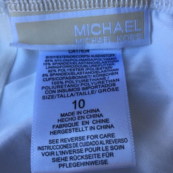 Michael Kors New One Piece White Signature Logo Swimsuit 6 NWT - Picture 6 of 13